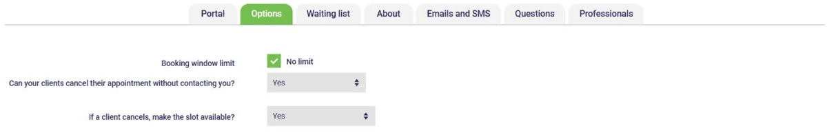 Online appointment options in AssisTime: cancellation by the client and slot made available again