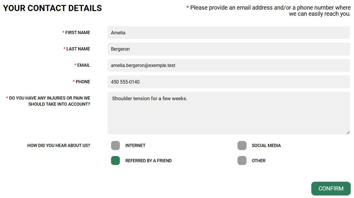 AssisTime online appointment booking portal: custom questions in the booking form