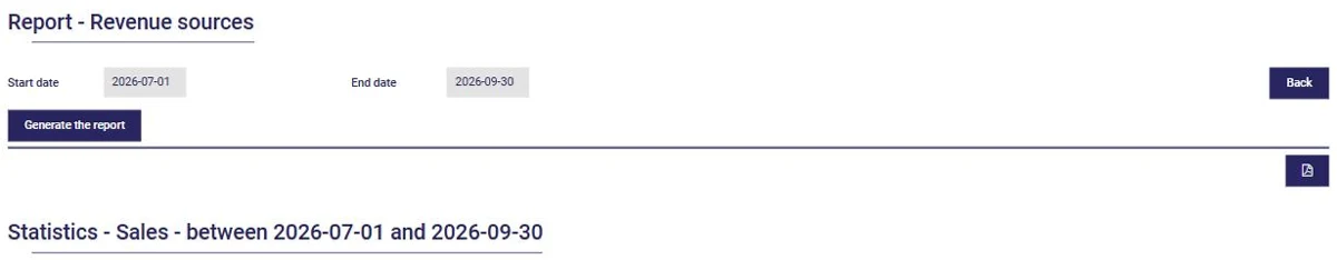 Choosing the period of a report in AssisTime and the Generate the report button