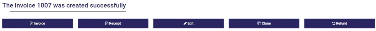 Completed invoice in AssisTime with the Invoice and Receipt buttons
