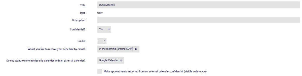 Calendar settings in AssisTime: schedule by email and synchronization with an external calendar